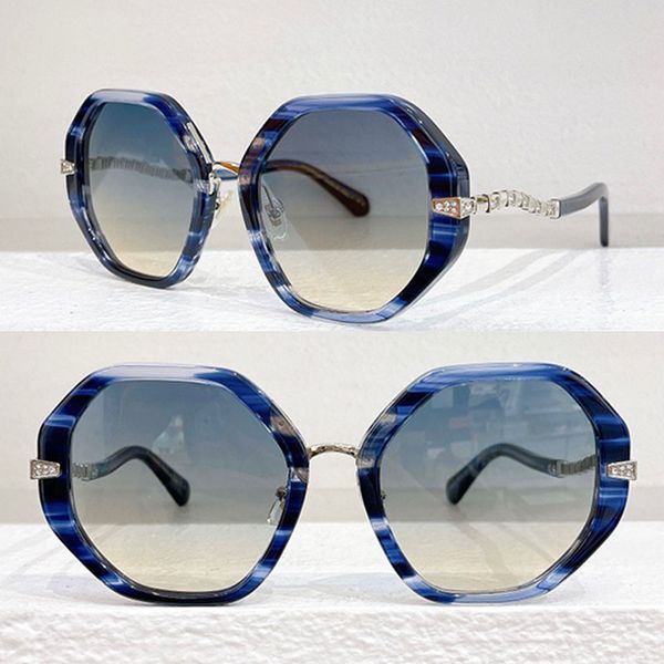 

Luxury designer women Viper sunglasses geometric rectangular acetate frame metal with rhinestone curved legs gradient Sonnenbrillen BV8242 leisure vacation