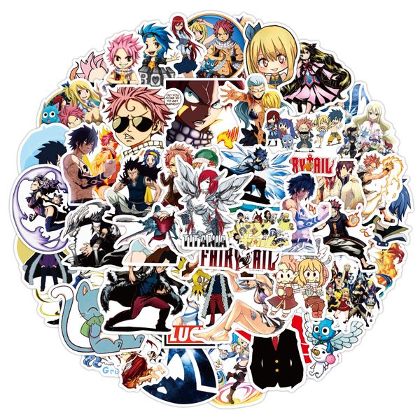 

50pcs Fairy Tail Japanese love anime Waterproof PVC Stickers Pack For Fridge Car Suitcase Laptop Notebook Cup Phone Desk Bicycle Skateboard Case.
