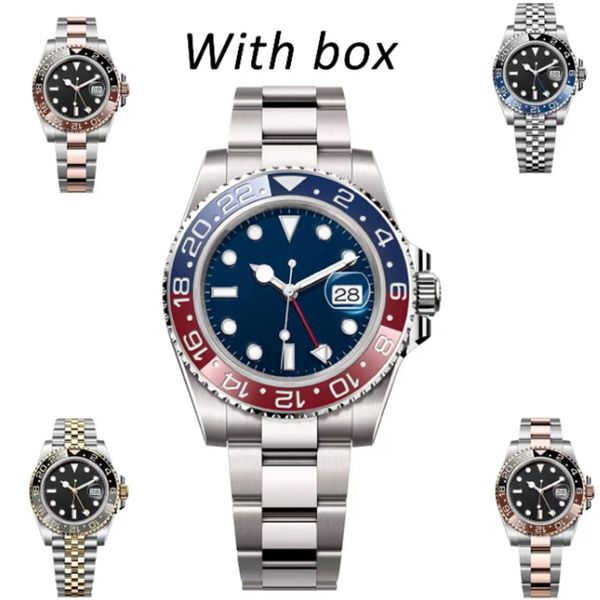 

Men's Luxury Watch GMT Sprite Ring Black Dial 40mm Stainless Steel 904L Round Time Mark Glow Automatic Movement Mechanical Watch Montre De Luxe Gift Watch, Wtach sapphire