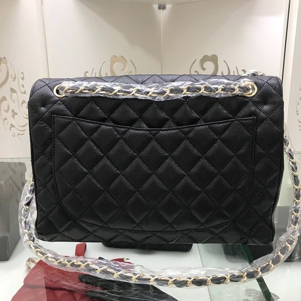 

Kids Bags Womens Shoulder Bags Black Quilted Jumbo Classic Double Flap Cowhide Dupe Designer Crossbody Bag With Box Best Quality Handbags 30CM, Cowhide - gold chain