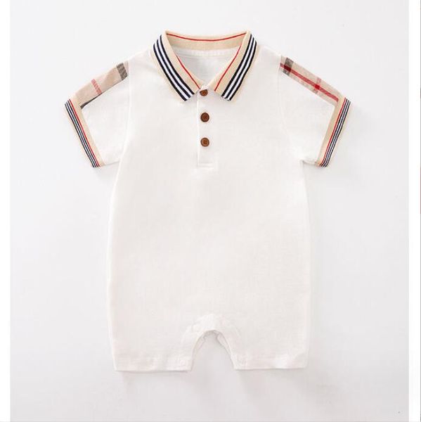

Summer Baby Boys Girls Rompers Kids Short Sleeve Jumpsuits Toddler Plaid Onesies Newborn Clothing Infant Clothes, Dark blue