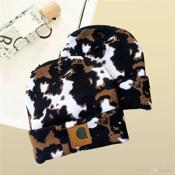 

Autumn and winter outdoor warm casual knit cap solid color cow print luxury fashion designer men and women with the same paragraph knit cap versatile men's penny cap, 24