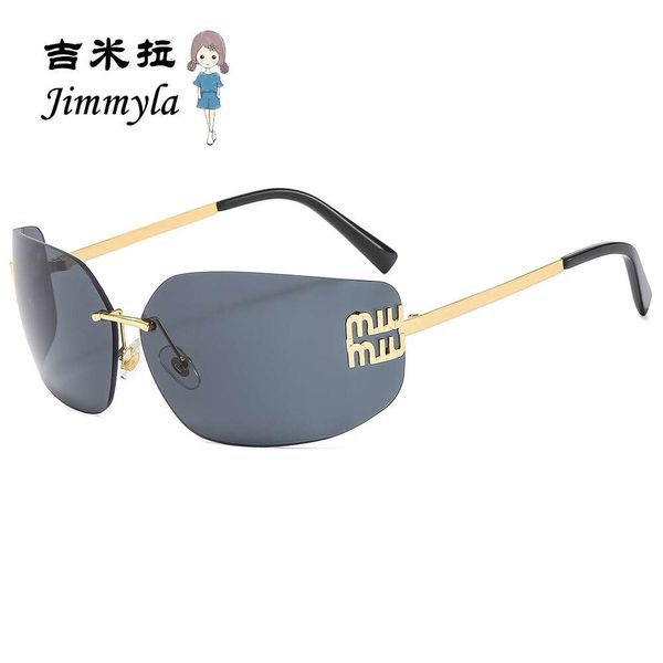 

Designer Miui Sunglasses New Personalized Letter Miu Sunglasses Miao Family Frameless Women's Sunglasses Versatile and Trendy Glasses ZFDD