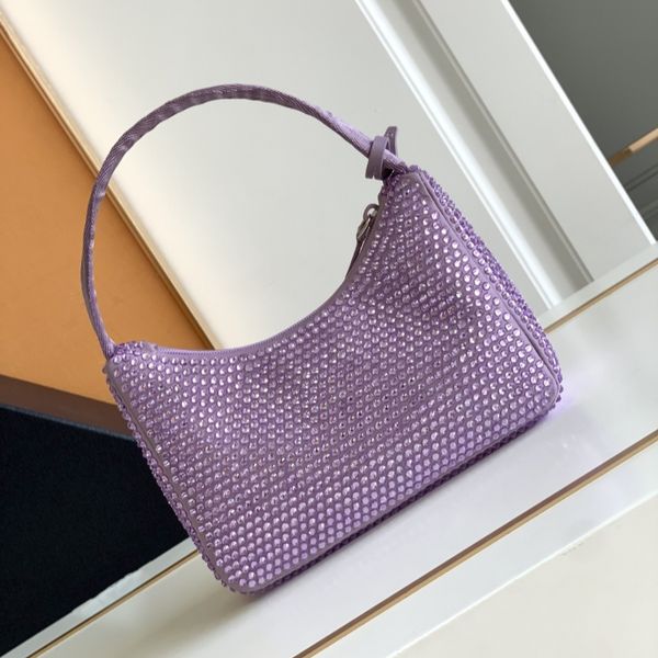 

Classic nylon women lady totes shopping bags handbags fashion instagram blogger european style designer evening party club P2940, Blue rhinestone