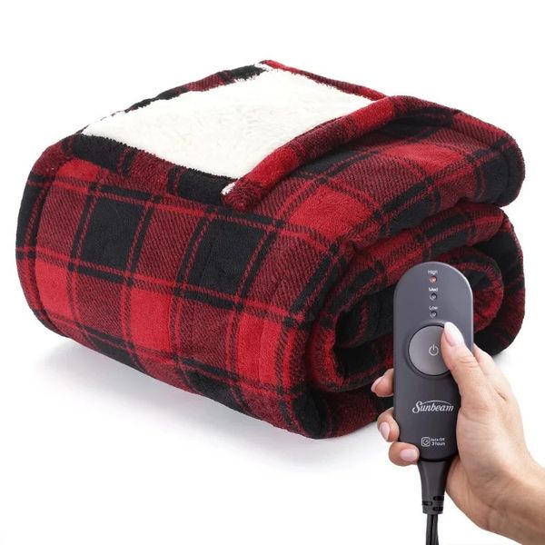 

Cozy Electric Heated Sherpa Throw Blanket | Red Buffalo Checkered 50 x 60