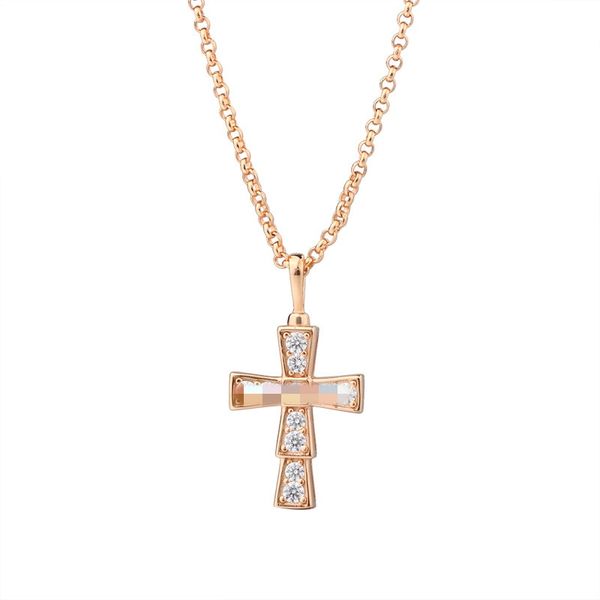 

Exquisite simple fashion cross diamond pendant necklace ladies luxury designer necklace high quality ladies jewelry new year gift student necklace