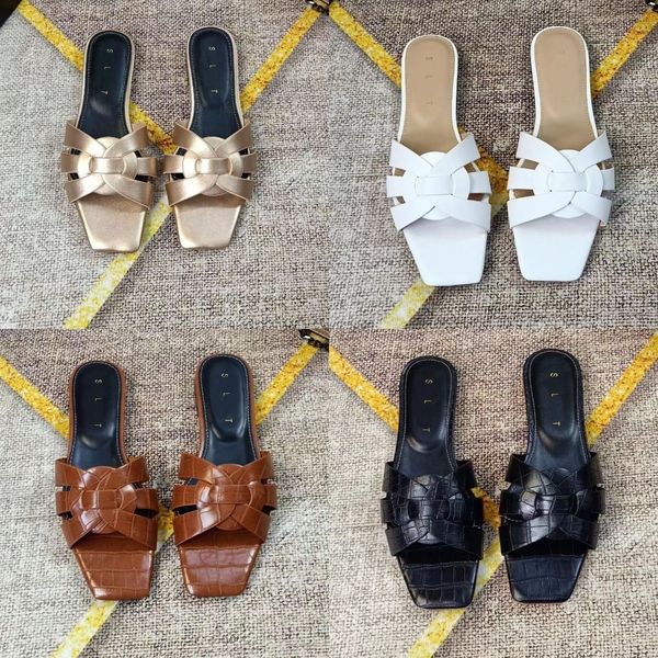 

Designer Slide Sandal Brown Leather Slippers Womens Sandals TRIBUTE LEATHER MULES Slides Ladies Shoe Beach Coat Slippers Luxurious Woman Slipper, #7