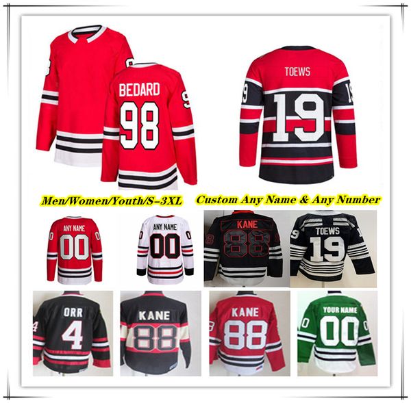 

Chicago Hockey Jersey Connor Bedard Jonathan Toews Philipp Kurashev Nick Foligno Jason Dickinson Connor Murphy Tyler Johnson Seth Jones Ryan Donato Corey Perry Kid, Grey