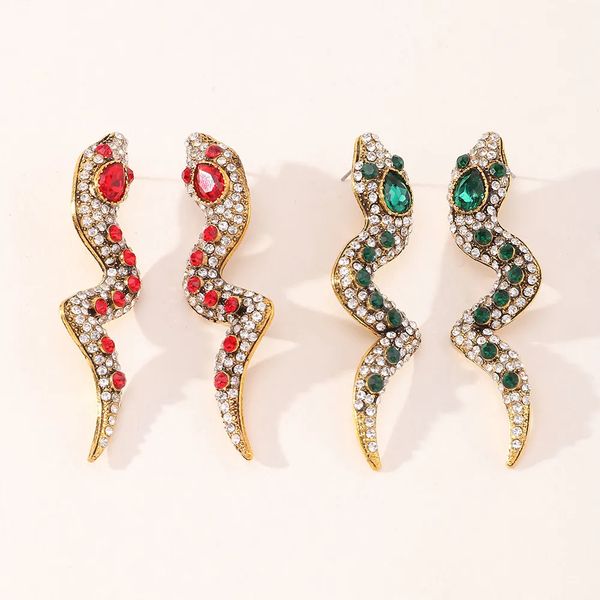 

Luxury Designer Snake Diamond Earrings Women's Personalized Jewelry Fashion Trend Women's Earrings Exquisite Simple Retro Crystal Earrings