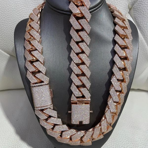 

designer necklace jewelry bracelet cuban link chains for men Hip Hop Rapper cuban chain 925 Silver Vvs Moissanite Full Iced Out moissanite chain Necklace