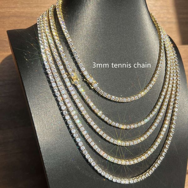 

Wholesale Price 3Mm Wide Hand Setting Vvs Lab Diamond Sterling Sier Moissanite Tennis Chain Letter Pendant Necklace