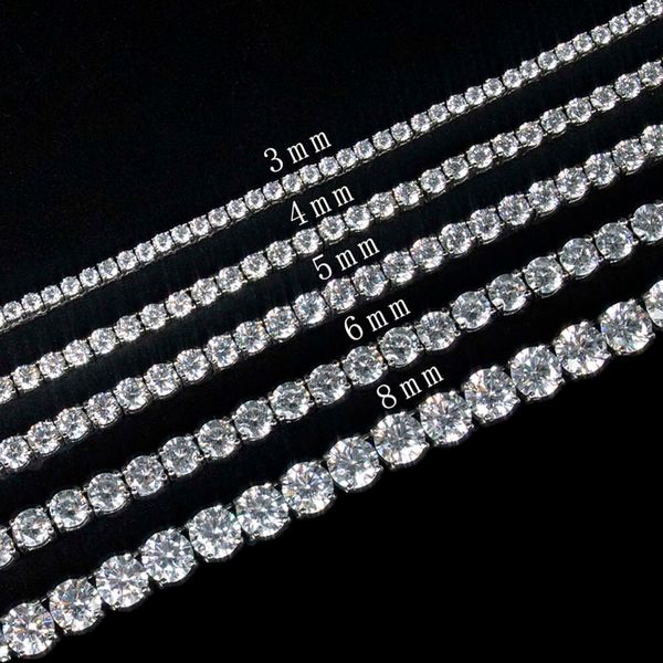 

Zuanfa Wholesale Hip Hop Iced Out 6Mm/8Mm Moissanite CZ Diamond Tennis Necklace Chain