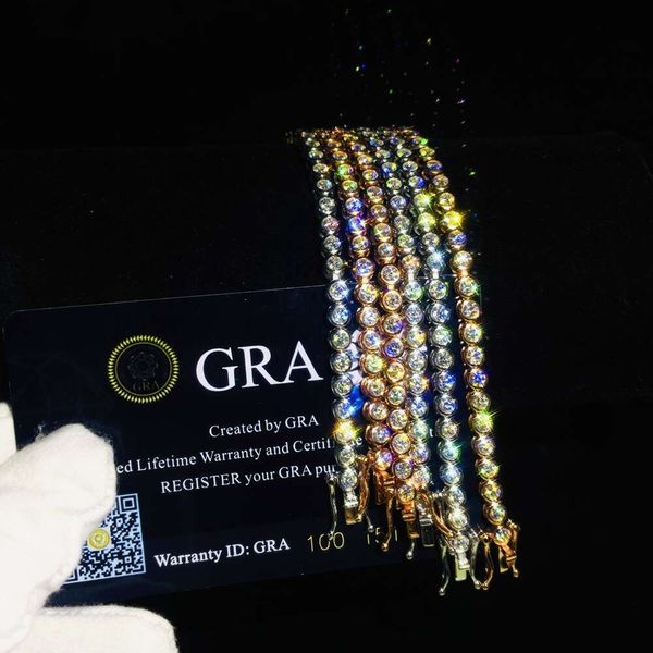 

Hip Hop Jewelry Sier 3Mm Vvs Moissanite Annular Mosaic Tennis Chains Fashion Tennis Bracelet