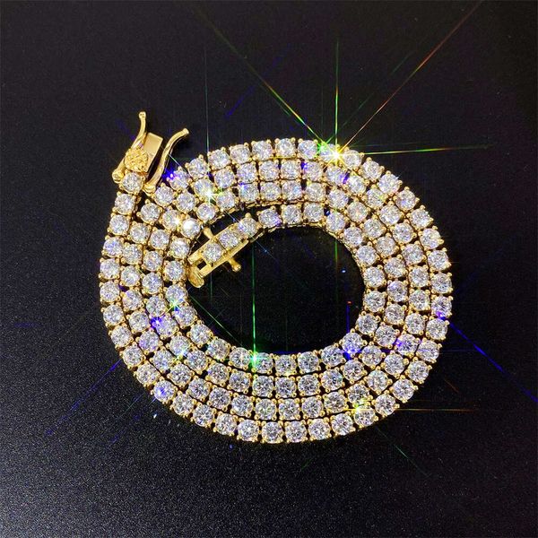 

2022 Fashion Women Necklace 2Mm 3Mm 4Mm Solid Real Gold 10K Moissanite Tennis Chain