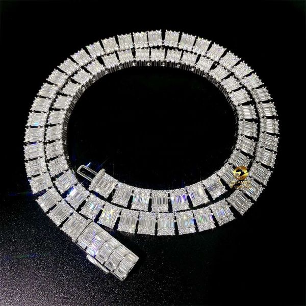 

Hip Hop 11Mm Iced Out Sterling Sier Baguette CZ Tennis Chain