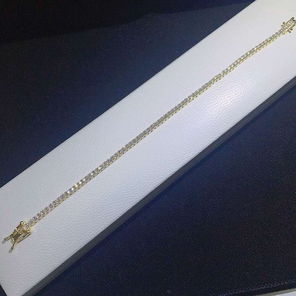 

2Mm Wide Bracelet Sliver Necklace Moissanite Tennis Chain Hip Hop Jewelry