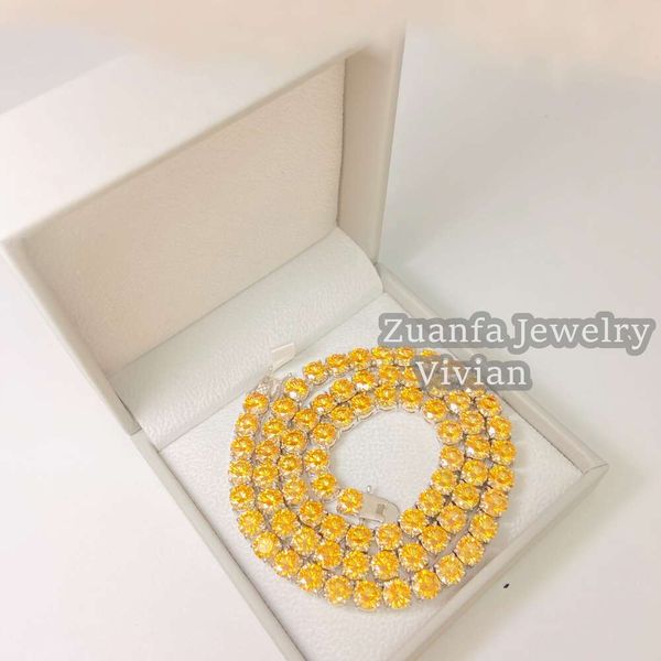 

Fine Jewelry Colorful Diamond Champagne Vvs Moissanite Sterling Sier S Tennis Chain