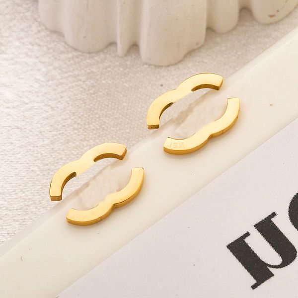 

Designer Fashion Brand Letter Simple Stud Earrings channel jewelry Women Gold Plated Sier Stainless Steel Earring Never Fade Wedding Party Jewelry Accessories