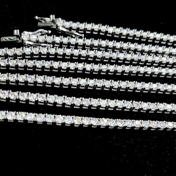 

Zuanfa Moissanite Jewelry Sterling Sier Pass Tester 3Mm Moissanite Diamond Tennis Necklace/Bracelet Chain