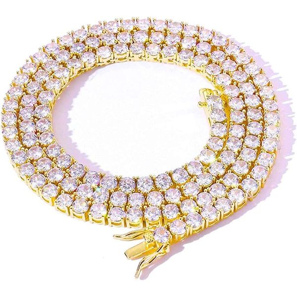 

Hip Hop Jewelry 4Mm White Gold S Sterling Sier VVS Moissanite Lab Diamonds Tennis Link Chain Necklaces