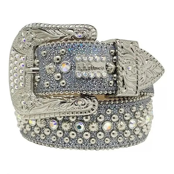 

Designer bb Fashion mens and lady leather belts decorated with colorful diamonds chain belt 3.8 cm, Purple