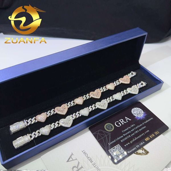 

Pass Diamond Tester Sterling Sier Custom Hip Hop Vvs Moissanite Cuabn Link Bracelet