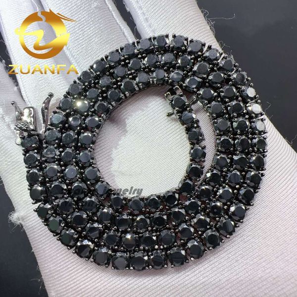 

Factory Price Sterling Sier Gold Plated Hip Hop Black Moissanite Tennis Chain