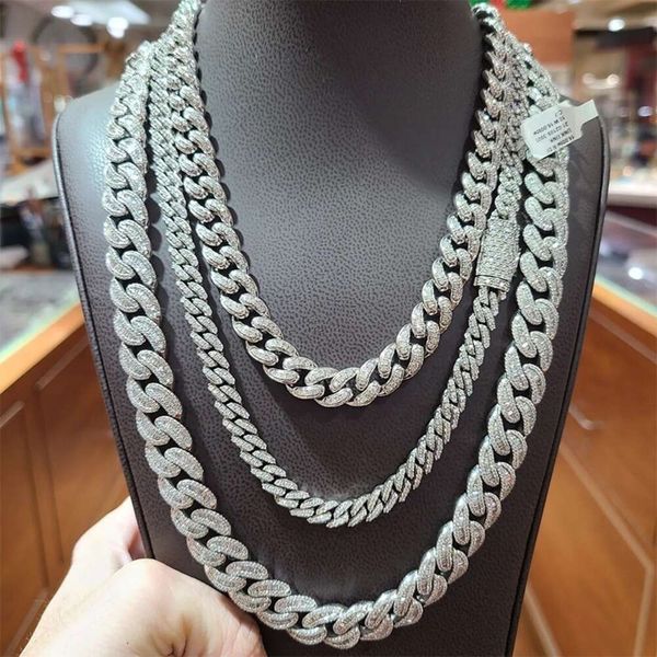 

Pass Diamond Tester Bling Hip Hop Jewelry Sterling Sier VVS Moissanite Iced Out Miami Cuban Link Chain For Men