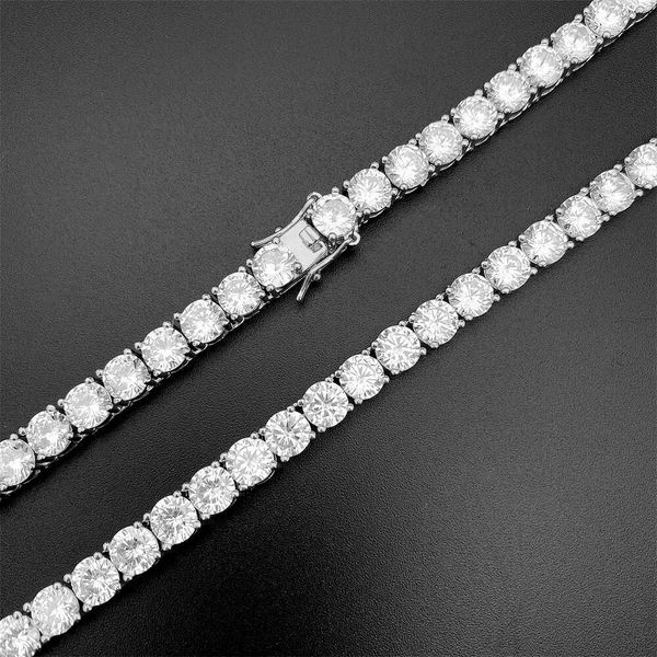 

Wholesale Gold Plated Sier 6.5Mm Chian Necklace Women Men Jewelry Iced Out Moissanite Diamond Tennis Bracelet
