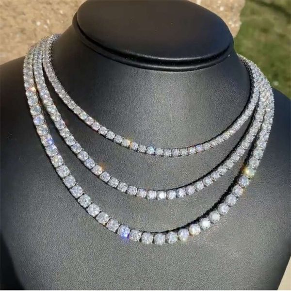 

2021 Best Selling Hip Hop Iced Out Jewelry S 3Mm Loose Synthetic Gemstones Moissanite Diamond Tennis Necklace