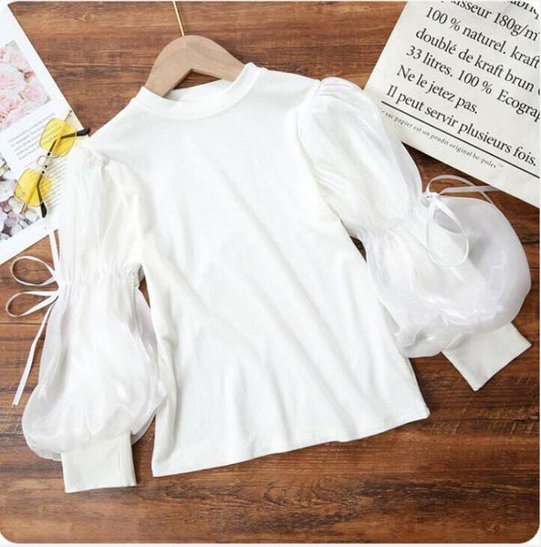 

Lovely Girls Long Sleeve T-shirt Kids Bottoming Shirt Spring Autumn Children Shirt Tops, White