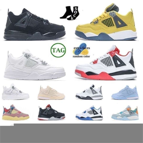 

Kid Shoes 4s Children Preschool Training Shoes for Young Girl Boy Sports Shoes Album Sail Thunde White Cement Cool Grey Black Cat Outdoor Children Sports Sneakers, Beige