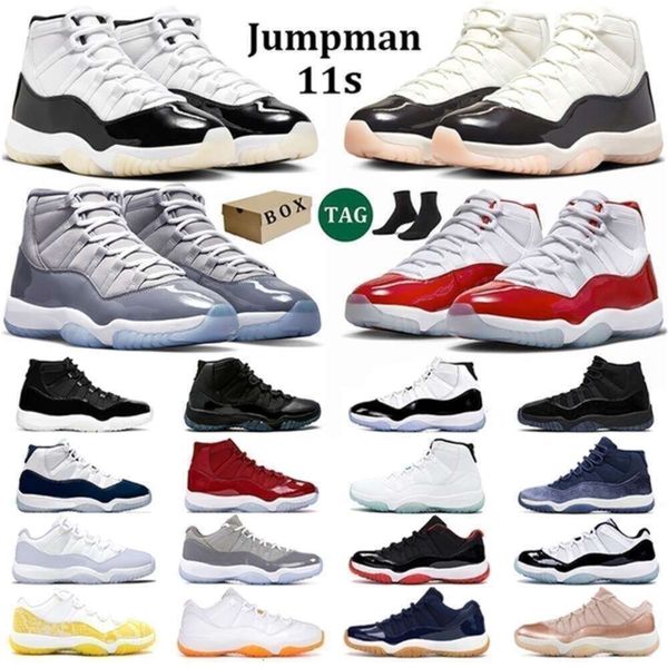 

jodan 11s with Box Basketball Shoes 11 Jumpman 11s Men Women Gratitude Neapolitan Cool Dmp Bred Gamma Blue Cap and Gown Mens Trainers Sports Sneakers, Beige