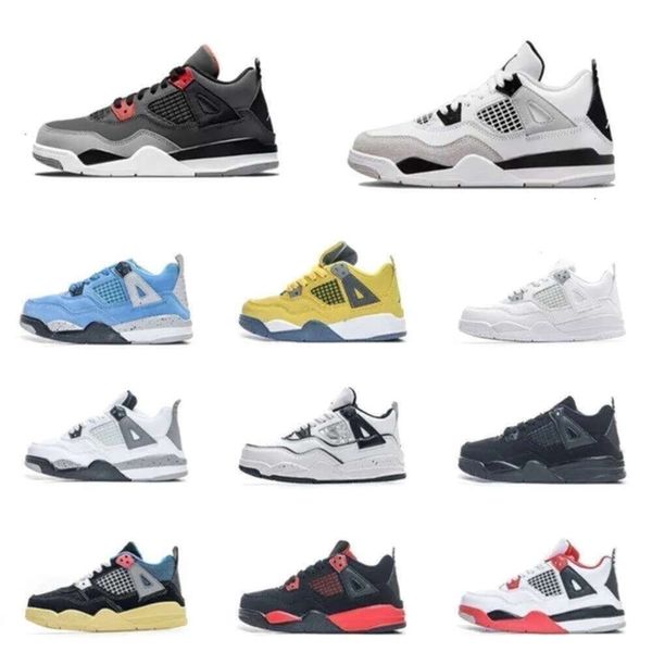 

Top Quality j4 Jumpman 4s Baby Military Black Basketball Shoes Kids Retros Cool Grey Black Cat All White Pink Infant Boy Girl Toddlers Baby Thunder Infra, Kids4015