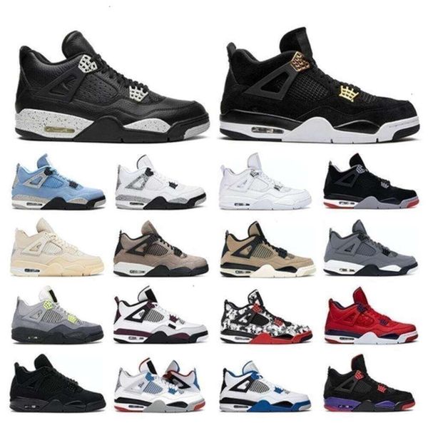 

2023 Basketball Shoes for Men Women 4s Sneakers for Boys Kids Jumpman Fire University Blue Oreo Royalty Bred Black Cat Sport Sneakers for Running Sports Gifts, 24