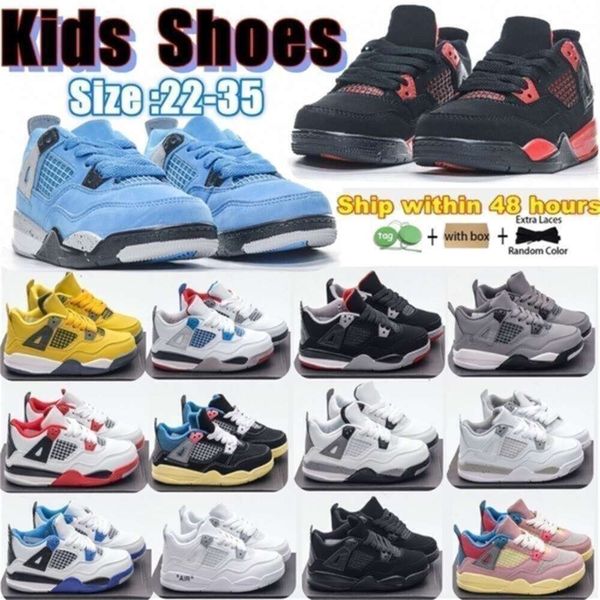 

Jumpman 4s Kids Shoes Toddlers Boys Basketball Sneakers Designer Youth Thunder Cool Grey Bred University Blue White Oreo Military Black Yellow