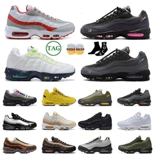 

New 95 95s Men Women Running Shoes Airs95 Black White Aegean Storm Corteizies Pink Beam Obsidian Neon Laser Gutta Green Midnight Navy Trainers Sports Sneakers, B44 36-46 triple black