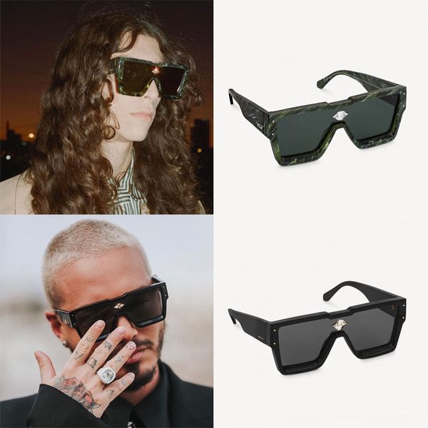 

Cyclone Sunglasses 1:1 millionaire Sunglasses oversize square acetate frame front with reflective crystal temples with gold and silver metal letters Z1547 cool man