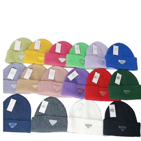 

Autumn and winter outdoor warm solid color knit cap men and women with the same models luxury fashion designer inverted triangle knit cap casual men beanies wool cap, 11