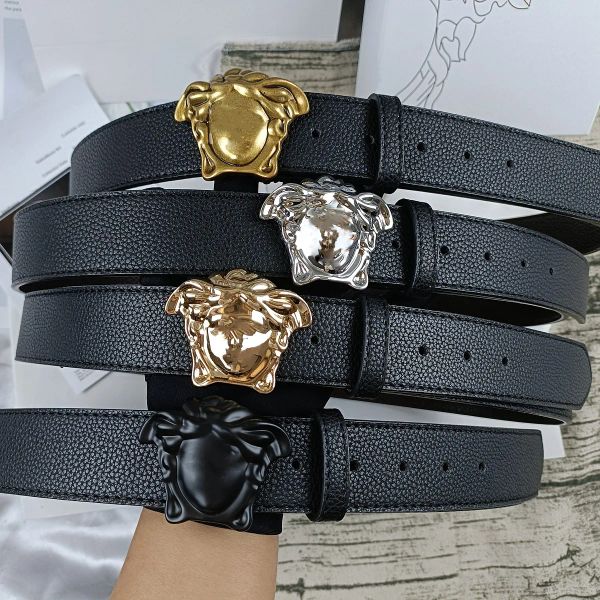 

2024 designer belt luxury belt classic belts for women designer mens belt standard length gold letters fine leather fashion classic Lychee pattern, Reddish brown+gold
