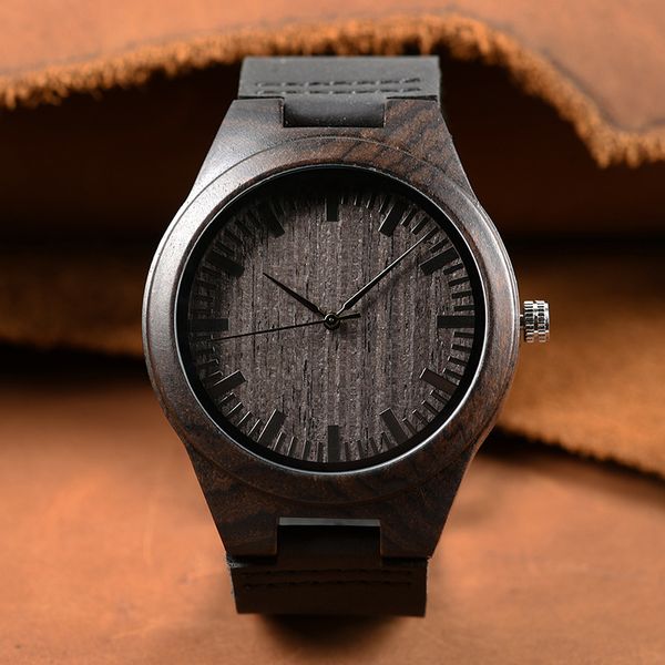 

New 2023 Luxury quality Natural Black Sandal Wood Analog Watch UWOOD Japan MIYOTA Quartz Movement Wooden Watches Dress Wristwatch For Unisex fashion en es