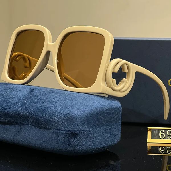 

2024 designer sunglasses ladies orange gift box glasses fashion luxury brand sunglasses replacement lenses charm women men's unisex model travel beach umbrella