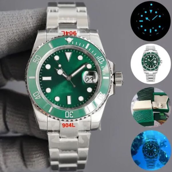 

Designer men's watch diving green dial 40mm automatic movement waterproof sapphire 904L stainless steel strap luminous gift watch Montre de luxe