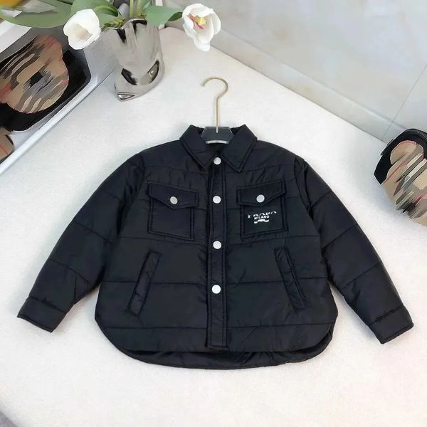 

Kids Coats Designer Kids Clothes Designer Baby Cotton Jacket Child Winter Warm Lapel Coat Size -160 CM Multi Pocket Decoration Outwear for Boys Girl, Black