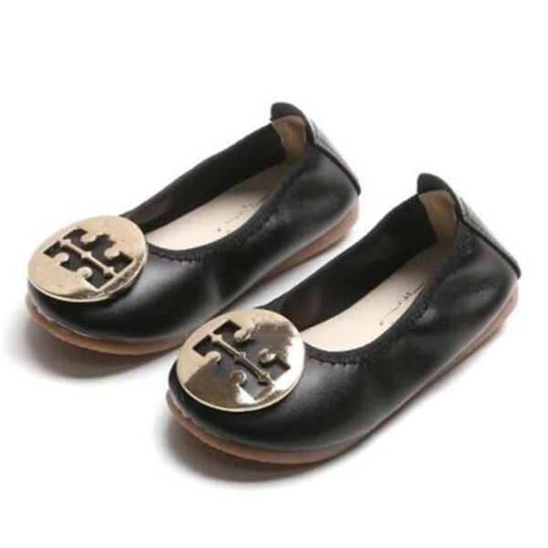 

Outdoor Kids Shoes PU Leather Children Sneakers Lightweight Soft Non-slip Loafers Princess Shoes Baby Girls Flats Moccasins, Black