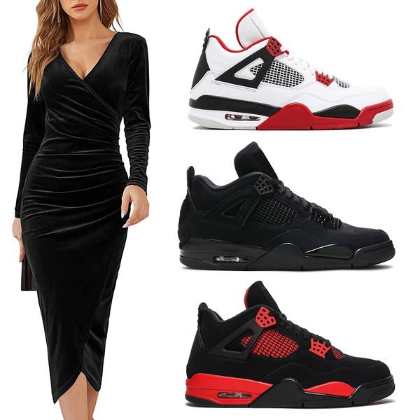 

(Not Plus Size Dresses) Best Quality New Red Cement Midnight Navy Red Thunder Black Cat Men Women Sneakers No Box Popular Brands Military Black Basketball Shoes Copy