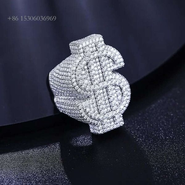 

Master Rocks Jewelry Sier Custom White Moissanite Ring Men Hiphop
