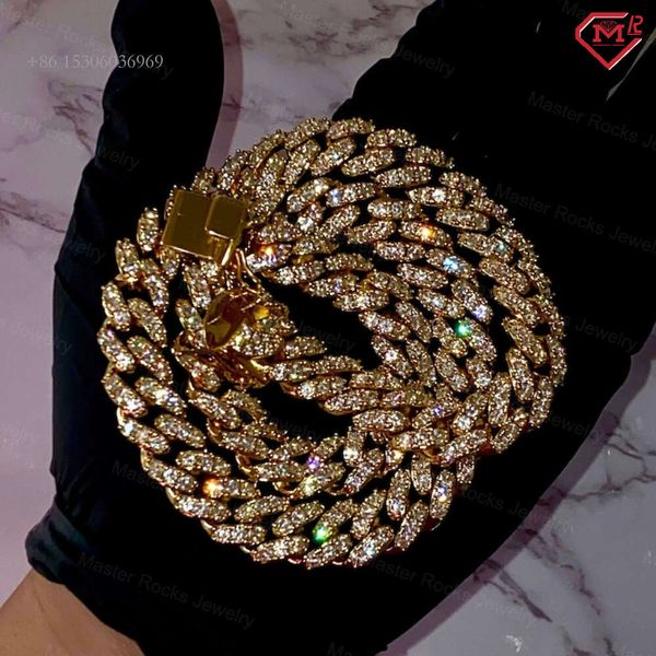 

8Mm Hiphop Miami Sterling Sier Iced Out Vvs Moissanite Cuban Link Chain