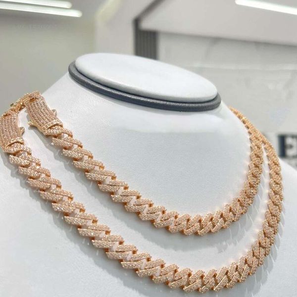 

Hiphop Handmade Miami 10Mm Sterling Sier Iced Out Moissanite Cuban Link Chain