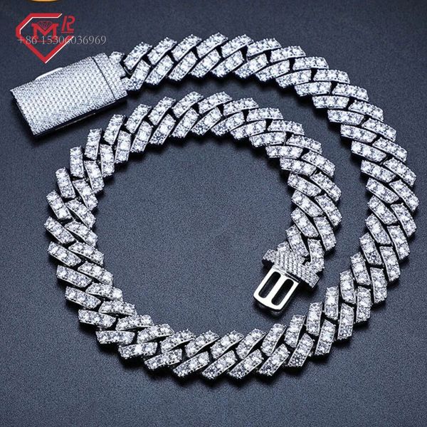 

Hiphop 20Mm Sterling Sier Iced Out VVS Big Round Moissanite Cuban Link Chain